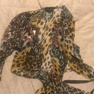 PrettyLittleThing Front tie kimono crop top